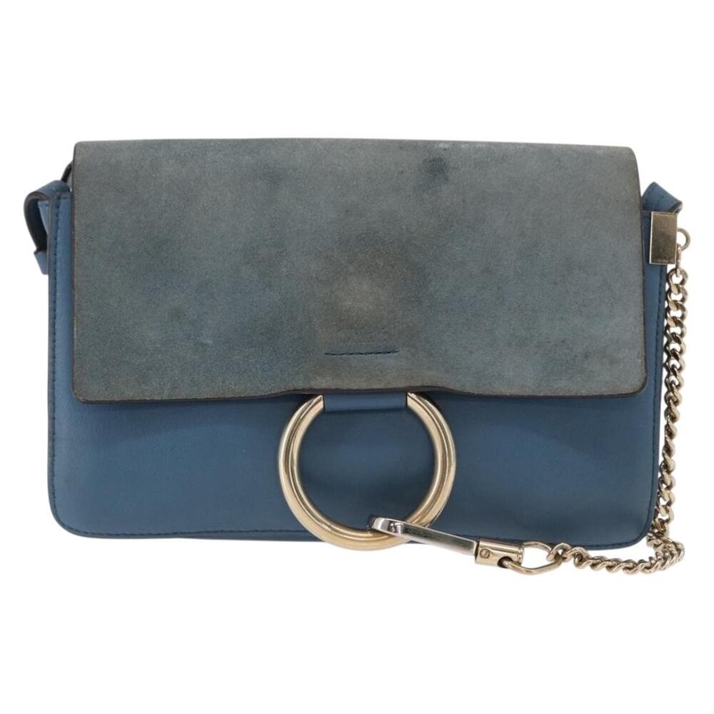 Chloe Suede Leather Fay Shoulder Bag Blue